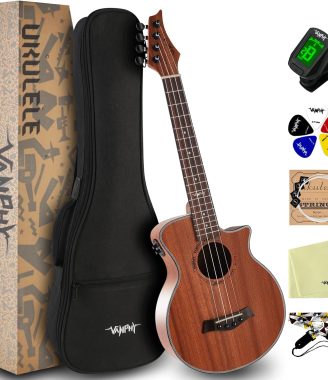 Electric Ukelele Tenor Ukulele Acoustic Electric Uke with Equalizer 26 inch ukulele for adults Beginner with Starter Ukele Kit Include Ukulele Case Tuner Strap String Picks Clean Cloth